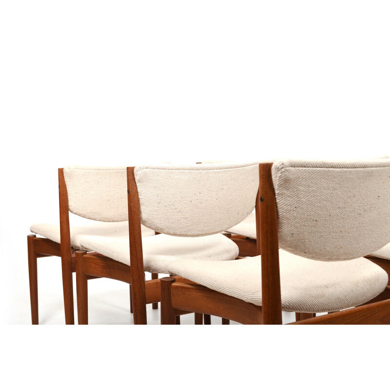 Set of 6 vintage chairs model 197 in teak by Finn Juhl for France and Søn, Denmark 1960s