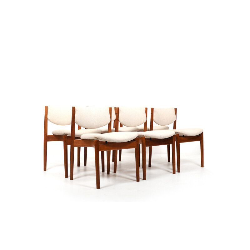 Set of 6 vintage chairs model 197 in teak by Finn Juhl for France and Søn, Denmark 1960s