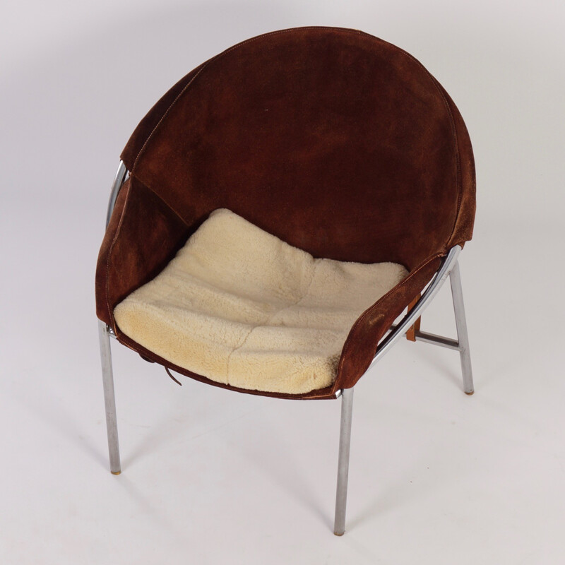 Bovirke "N 361" brown suede sling chair, Erick Ole JORGENSEN - 1950s