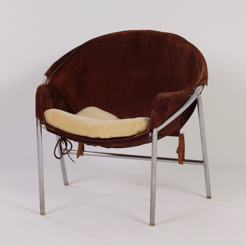 Bovirke "N 361" brown suede sling chair, Erick Ole JORGENSEN - 1950s