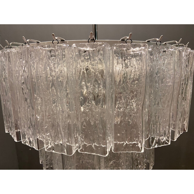 Mid-century tube chandelier in Murano glass by Venini, 1970s