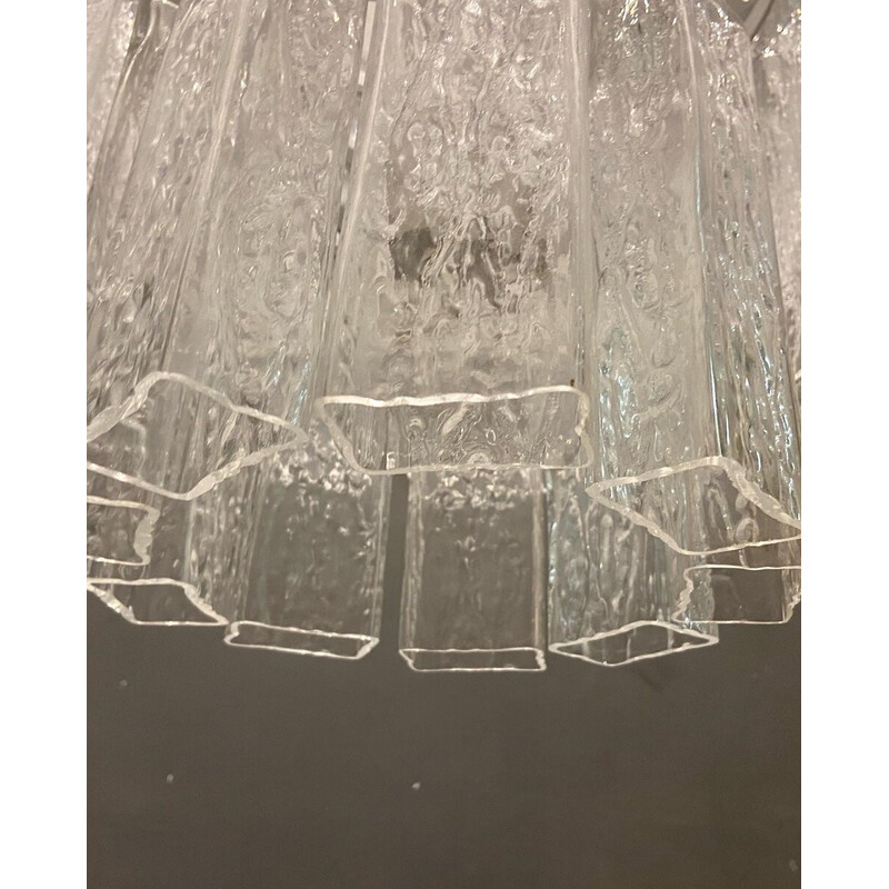 Lampadario a tubo di metà secolo in vetro di Murano di Venini, anni '70
