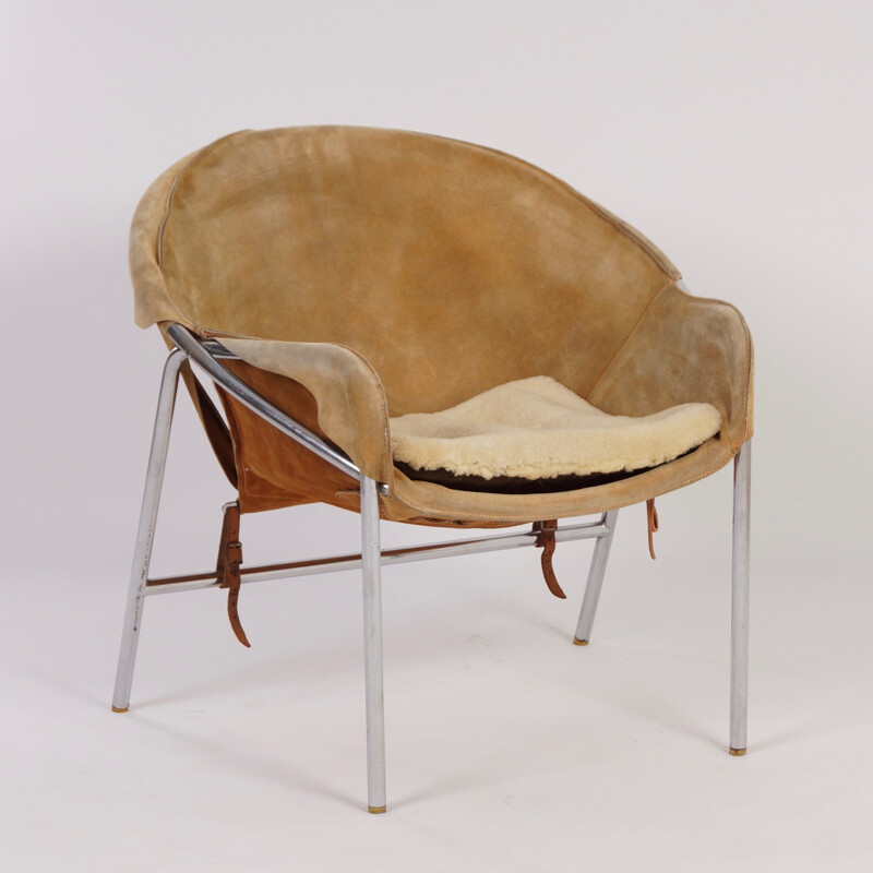 Bovirke "N°361" light brown suede sling chair, Erick Ole JORGENSEN - 1950s