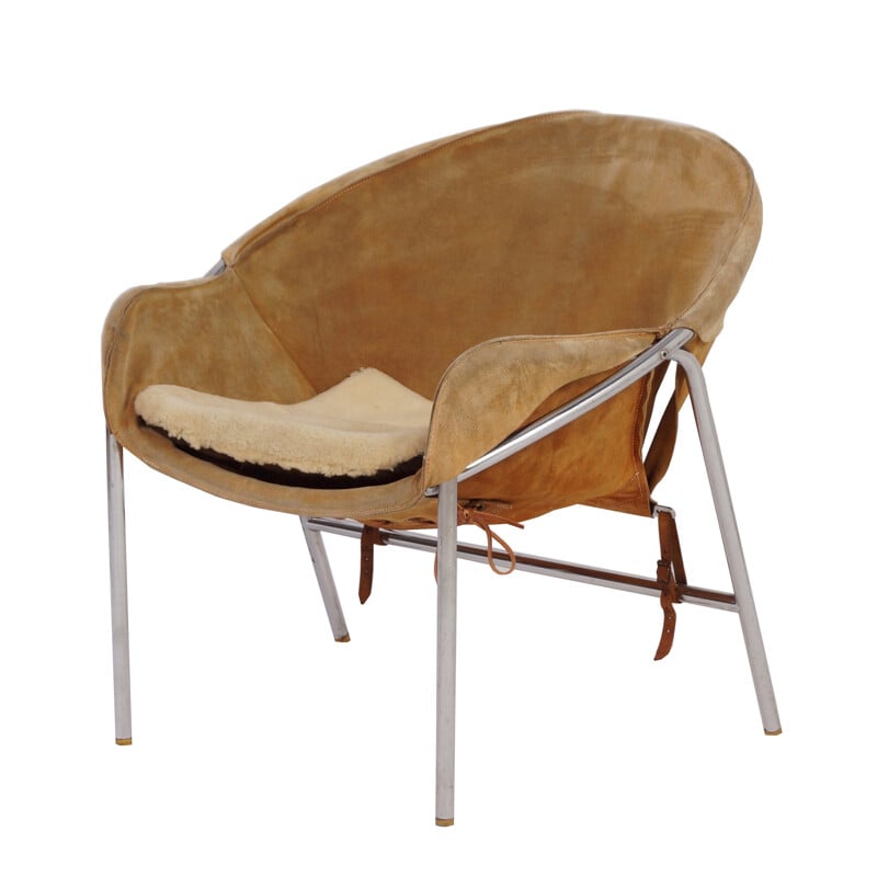 Bovirke "N°361" light brown suede sling chair, Erick Ole JORGENSEN - 1950s