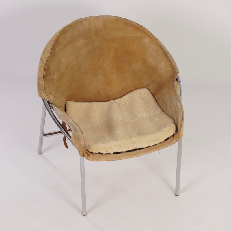 Bovirke "N°361" light brown suede sling chair, Erick Ole JORGENSEN - 1950s