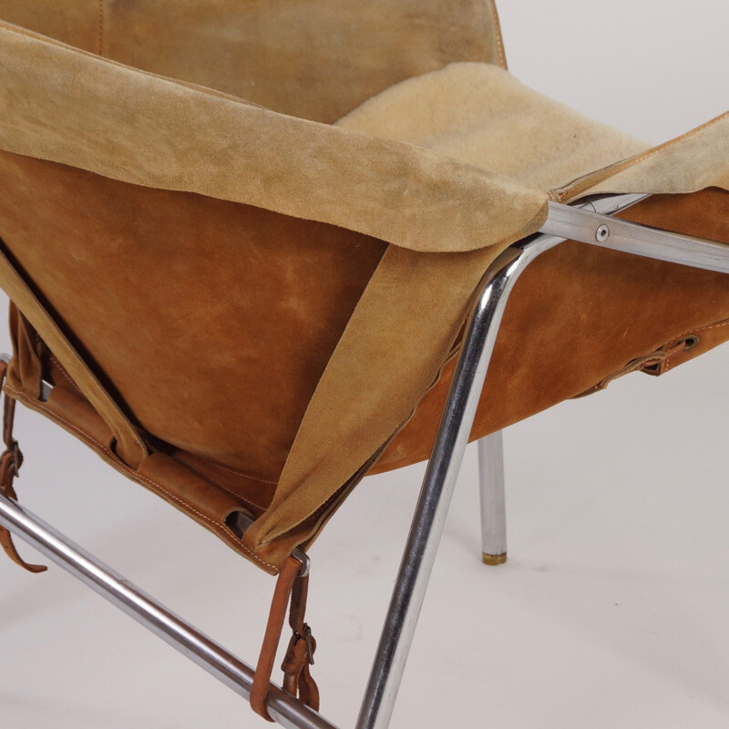 Bovirke "N°361" light brown suede sling chair, Erick Ole JORGENSEN - 1950s