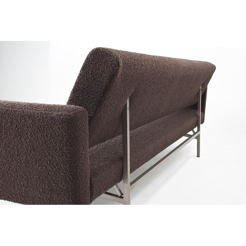 Gelderland "Lotus 75" brown woolen steel sofa, Rob PARRY - 1960s