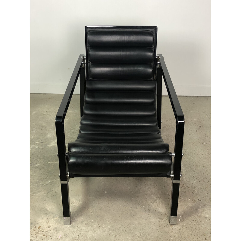 Vintage fauteuil in gewatteerd leer en verchroomd metaal van Eileen Gray voor Ecart Int, 1980