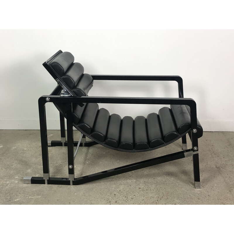 Vintage-Sessel aus gestepptem Leder und verchromtem Metall von Eileen Gray für Ecart Int, 1980