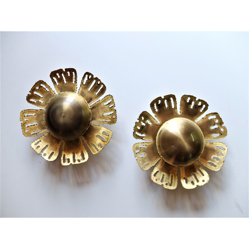 Pair of vintage Danish brutalist wall lamps by Svend Aage Holm, 1970