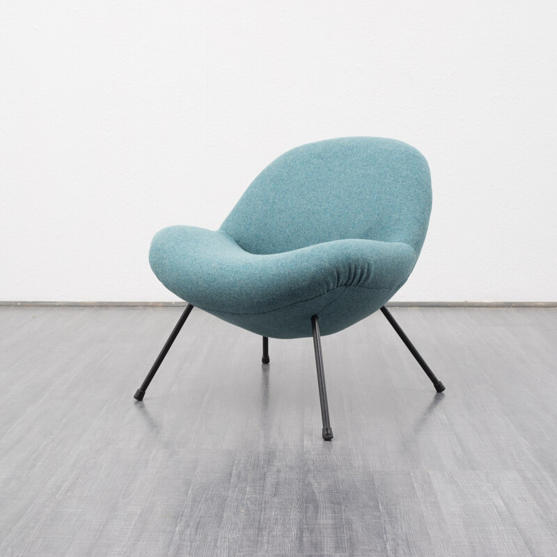 Fauteuil en laine bleu pastel, Fritz NETH - années 50