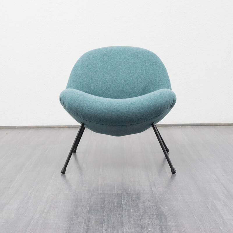 Fauteuil en laine bleu pastel, Fritz NETH - années 50