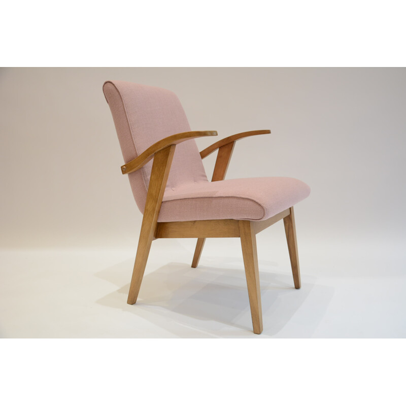 Armchair "300-123" in pink, M. PUCHALA - 1950s