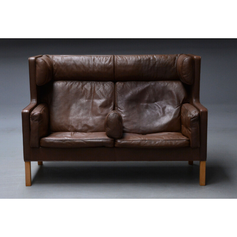 Canapé vintage en cuir par Borge Mogensen