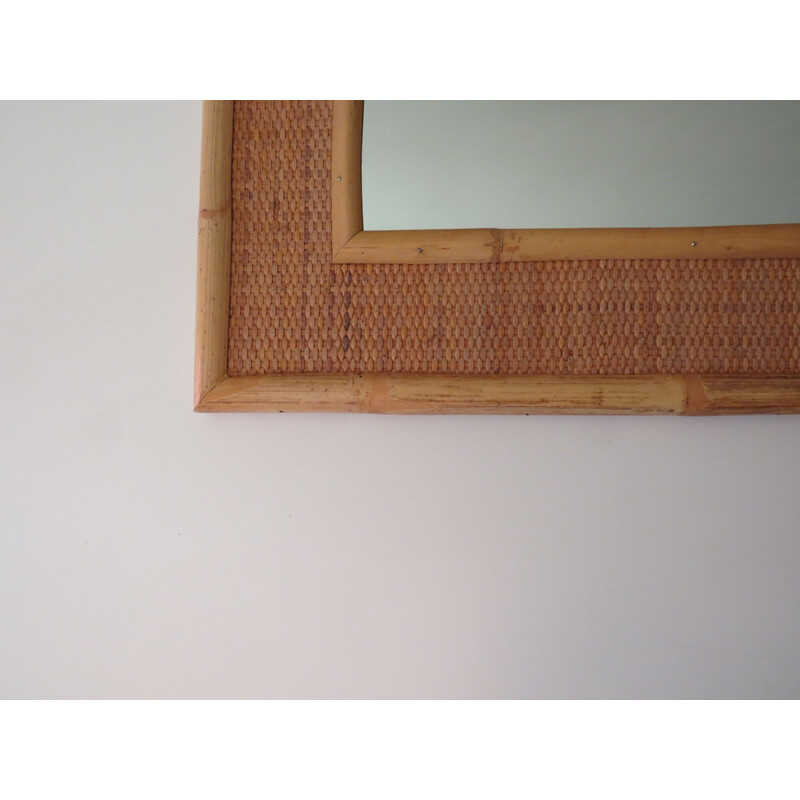 Vintage Italian wall mirror in bamboo and cane by Vera Dal