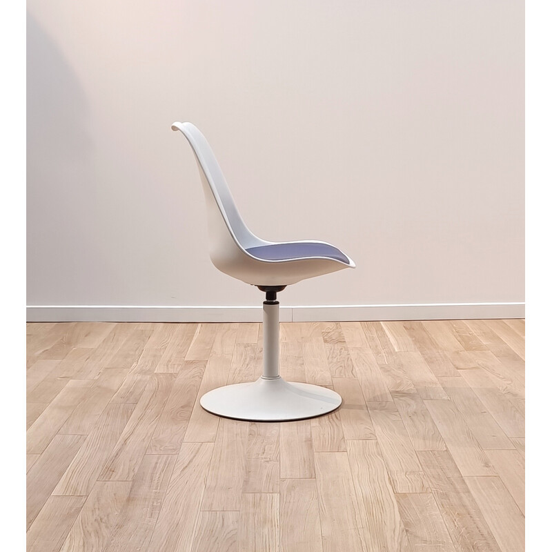 Chaise de bureau vintage Tenzo en fonte teinté blanc et cuir par Viva