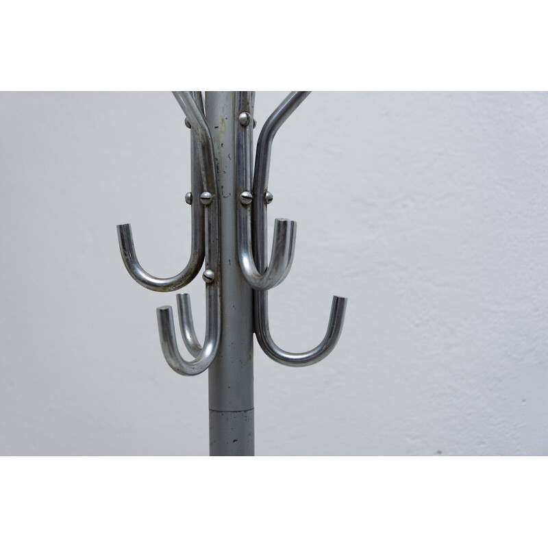 Vintage Bauhaus chrome plated coat rack, Czechoslovakia 1930s