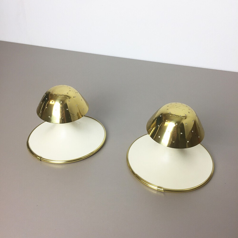 Pair of modernist italian brass wall sconces - 1960s