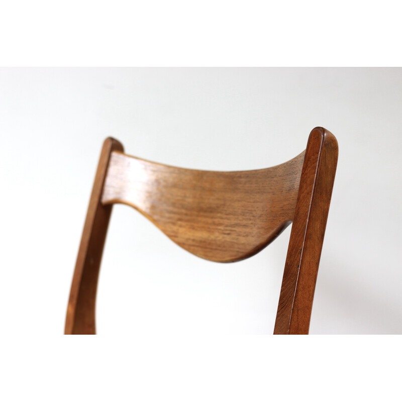 Set of 4 Scandinavian vintage teak and rope chairs by Arne Wahl Iversen for Glyngore Stolefabrik
