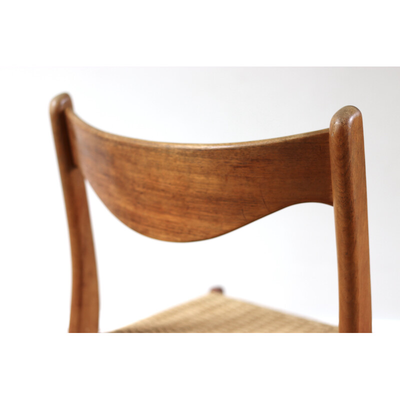 Set di 4 sedie scandinave vintage in teak e corda di Arne Wahl Iversen per Glyngore Stolefabrik