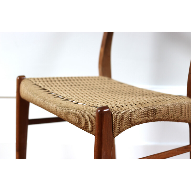 Set aus 4 skandinavischen Vintage-Stühlen aus Teakholz und Seil von Arne Wahl Iversen für Glyngore Stolefabrik