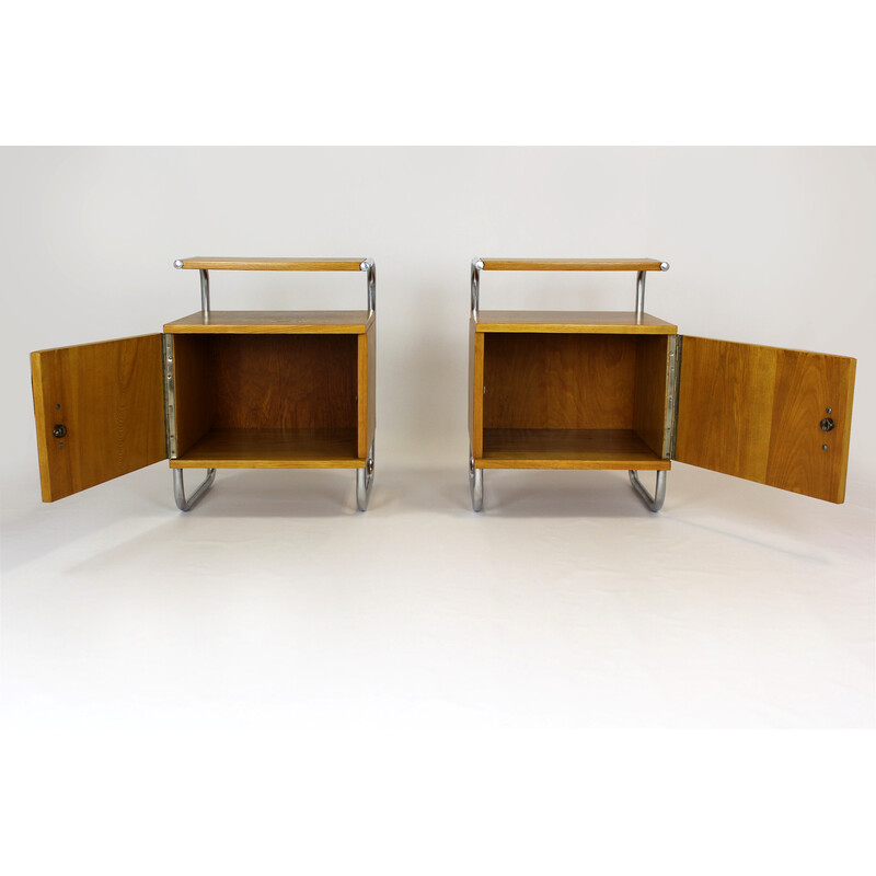 Pair of vintage Bauhaus tubular steel night stands by Mücke Reder for Famed Zadziele, 1940s