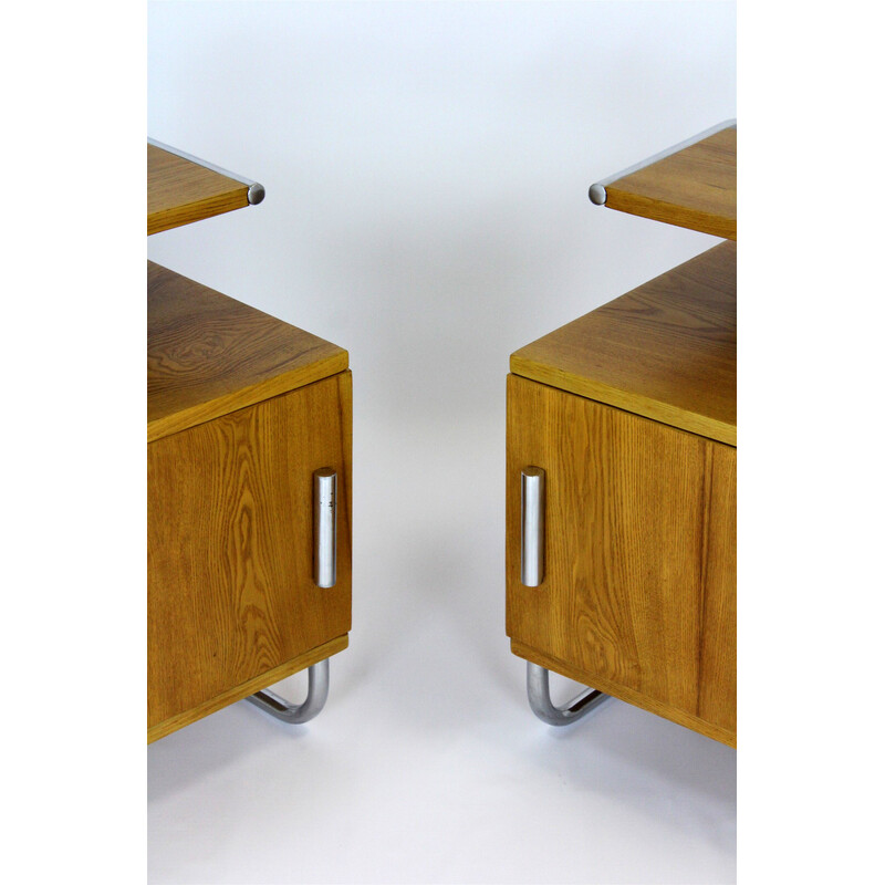 Paire de tables de chevet vintage Bauhaus en acier tubulaire par Mücke Reder pour le célèbre Zadziele, 1940