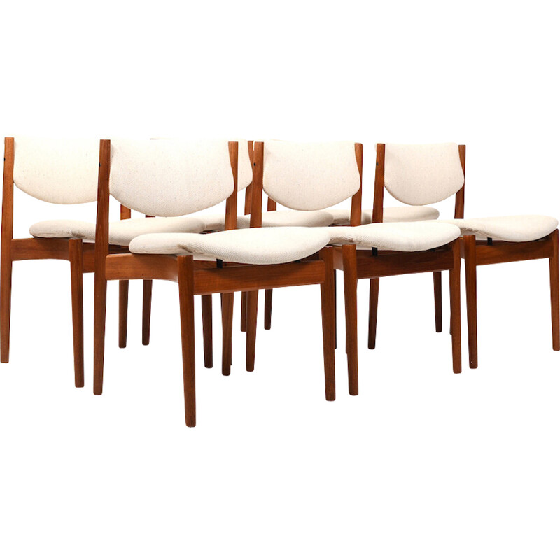 Set of 6 vintage chairs model 197 in teak by Finn Juhl for France and Søn, Denmark 1960s