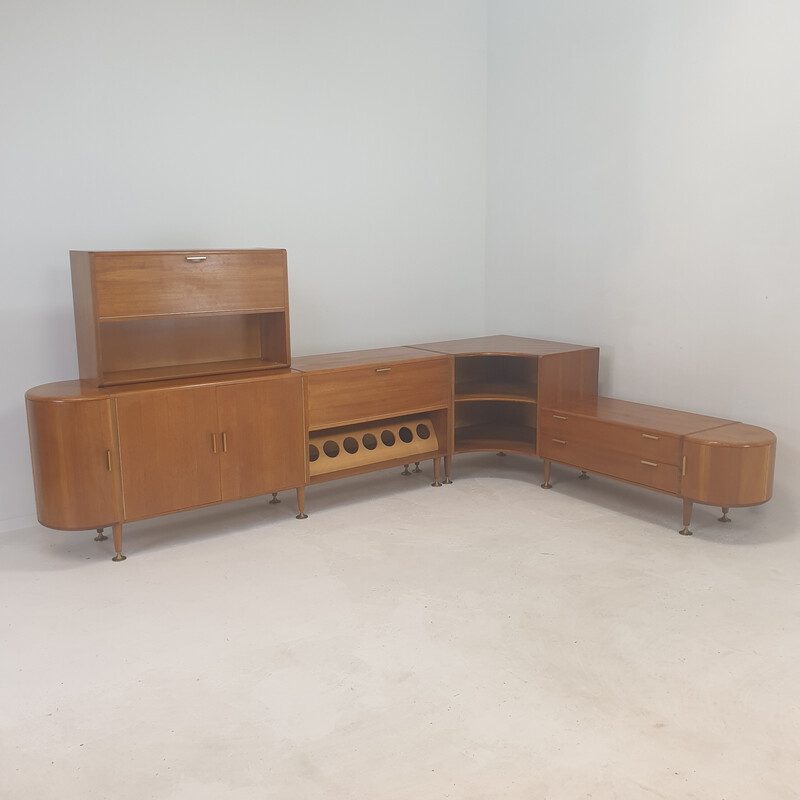 Vintage walnut sideboard with 3 modules by A.A. Patijn for Zijlstra, 1950s