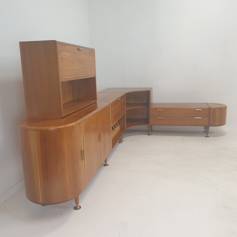 Vintage walnut sideboard with 3 modules by A.A. Patijn for Zijlstra, 1950s