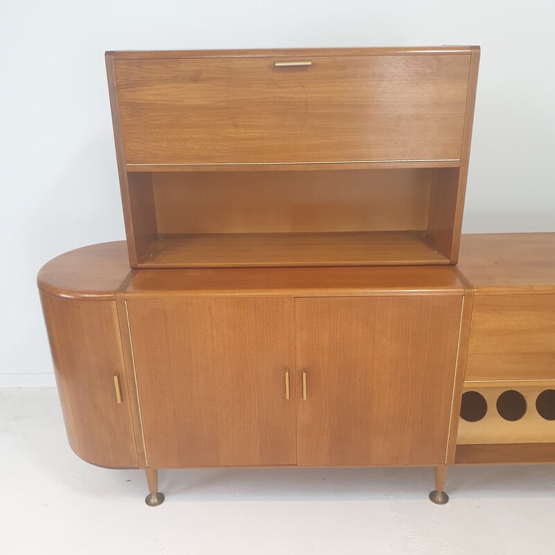 Vintage notenhouten dressoir met 3 modules van A.A. Patijn voor Zijlstra, 1950