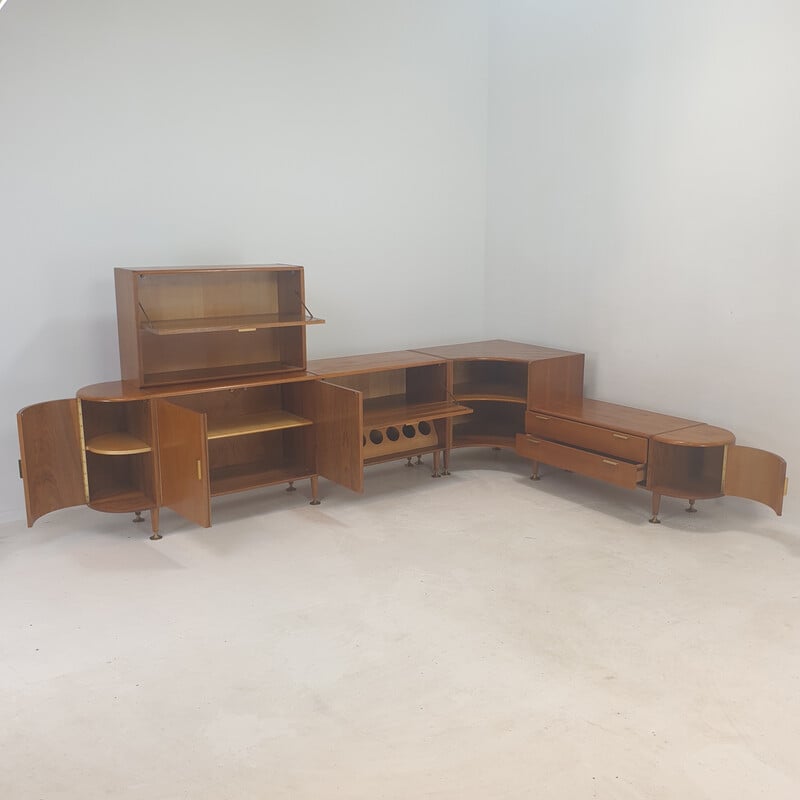 Vintage notenhouten dressoir met 3 modules van A.A. Patijn voor Zijlstra, 1950