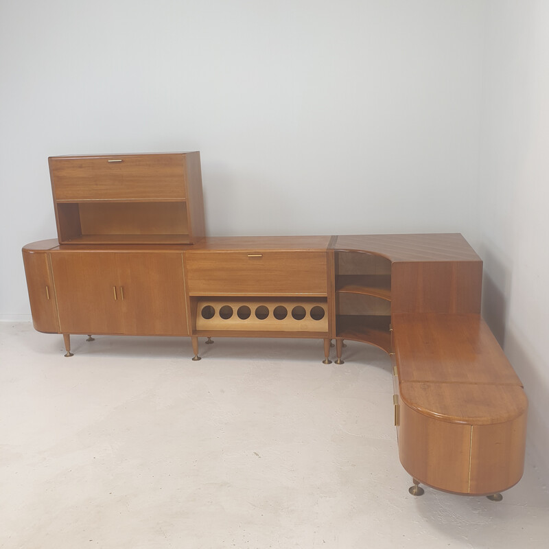 Vintage walnut sideboard with 3 modules by A.A. Patijn for Zijlstra, 1950s