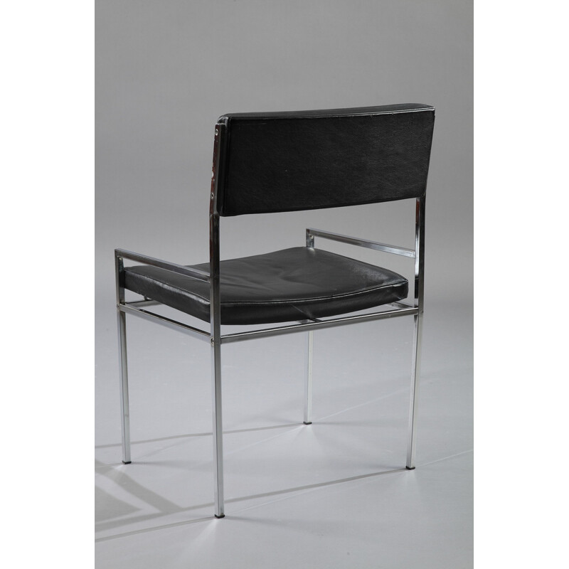 Table à repas et six chaises en bois et cuir, Poul NORREKLIT - 1960