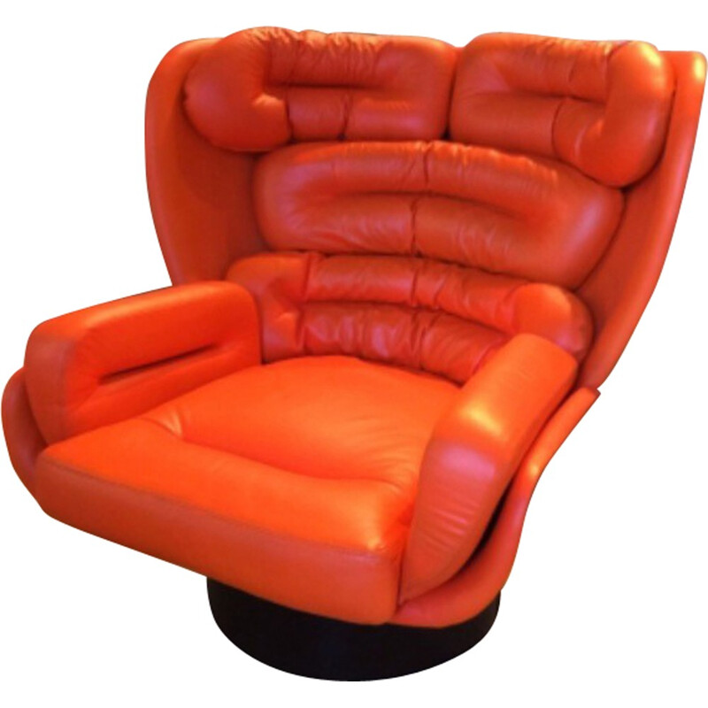 Comfort "Elda" orange leather and fiberglass armchair, Joe COLOMBO - 1960s