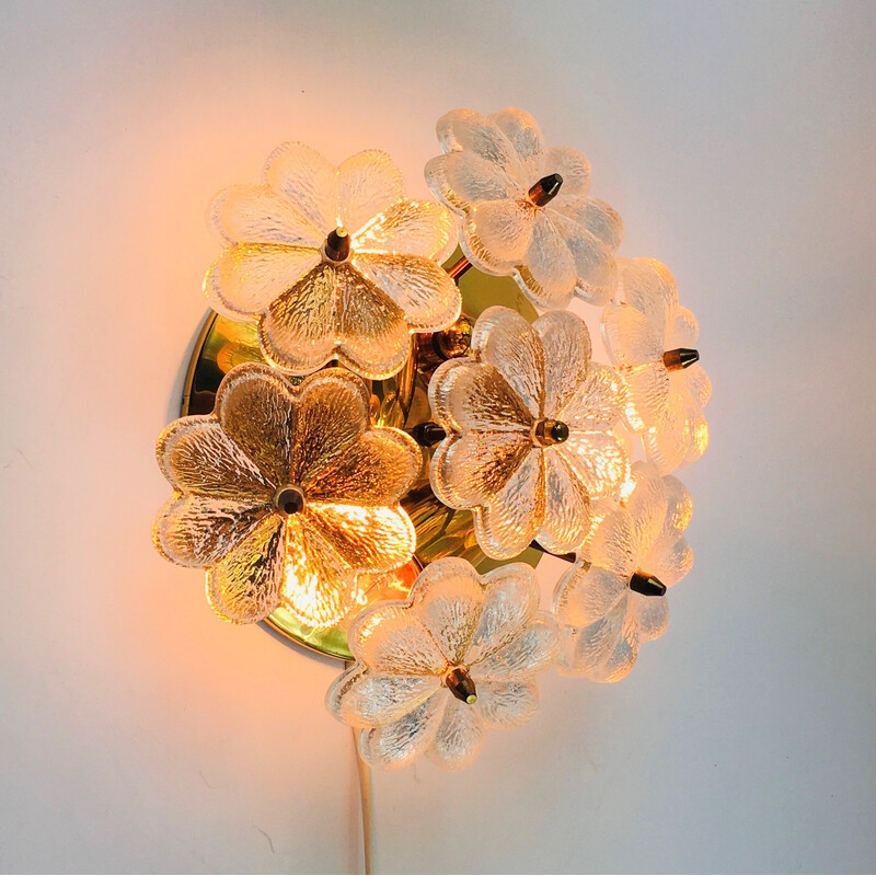 Lámpara de techo de cristal de Murano floral de Ernst Palme para Palwa, Alemania 1970