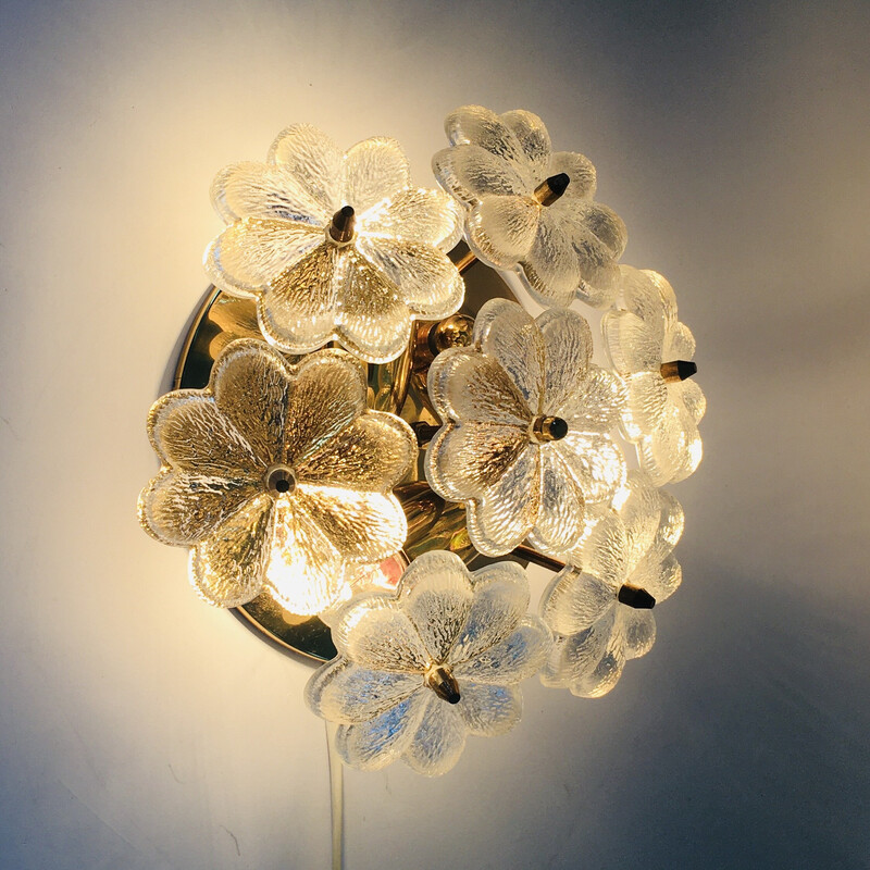 Lámpara de techo de cristal de Murano floral de Ernst Palme para Palwa, Alemania 1970