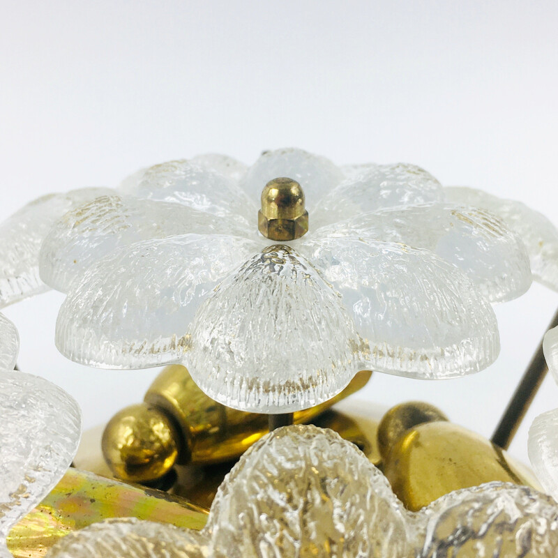 Mid-century Floral Murano glass ceiling lamp by Ernst Palme for Palwa, Germany 1970s