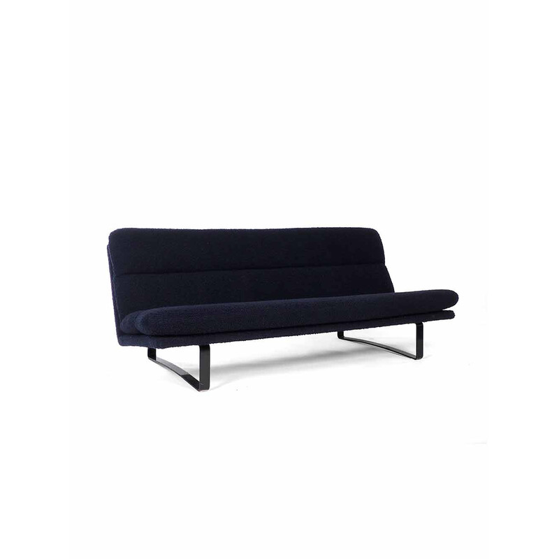 Vintage 3 seater dark blue sofa by Kho Liang Ie for Artifort, 1968