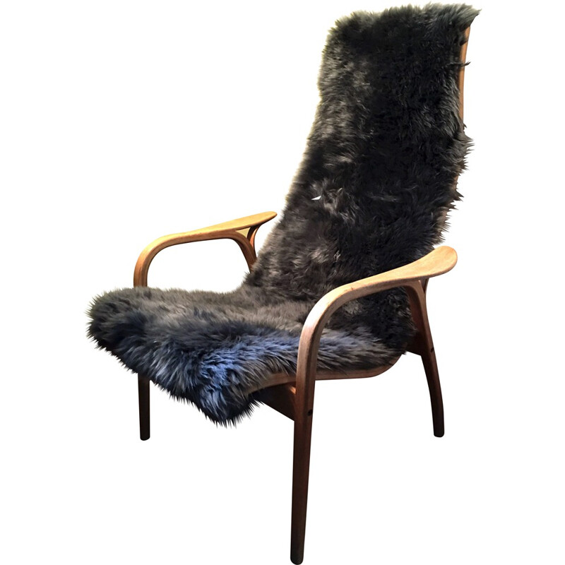 Swedese "Lamino"  armchair with sheepskin coating, Yngve EKSTROM - 1950s