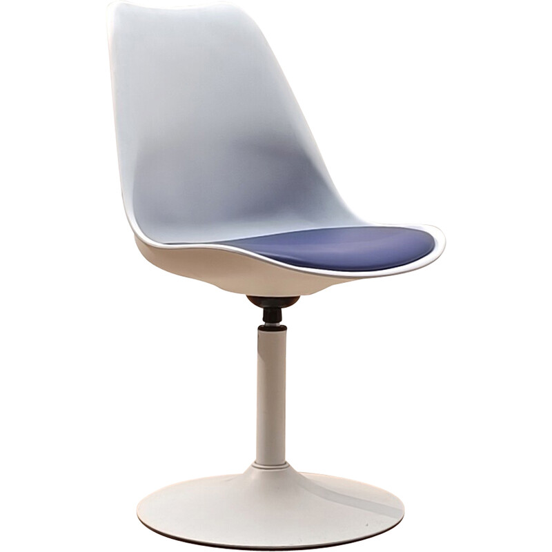 Chaise de bureau vintage Tenzo en fonte teinté blanc et cuir par Viva