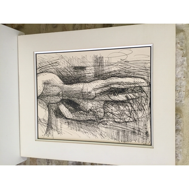 Original vintage drawing in Indian ink by Marcel Gromaire