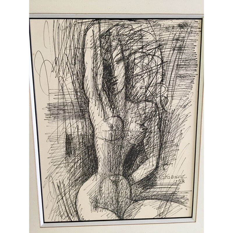 Original vintage drawing in Indian ink by Marcel Gromaire