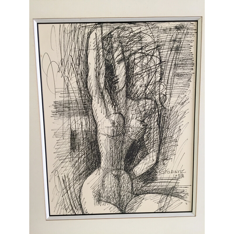 Original vintage drawing in Indian ink by Marcel Gromaire