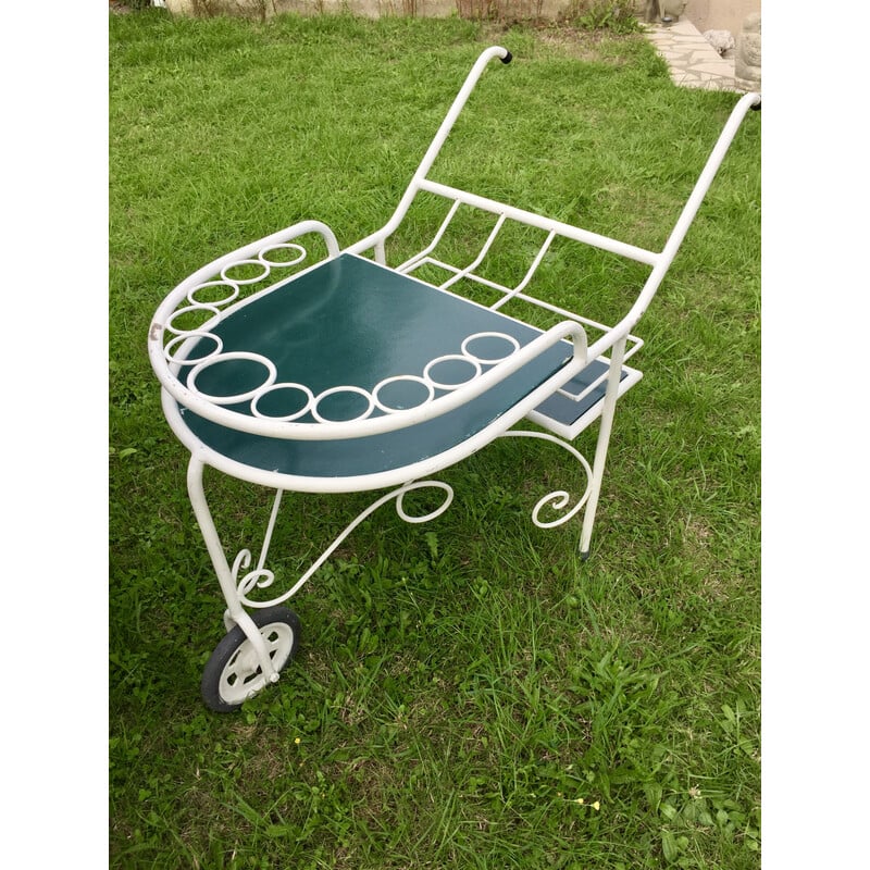 Vintage metal and wood garden serving table