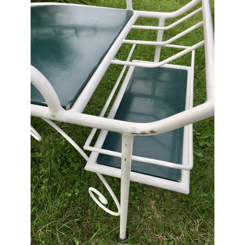 Vintage metal and wood garden serving table