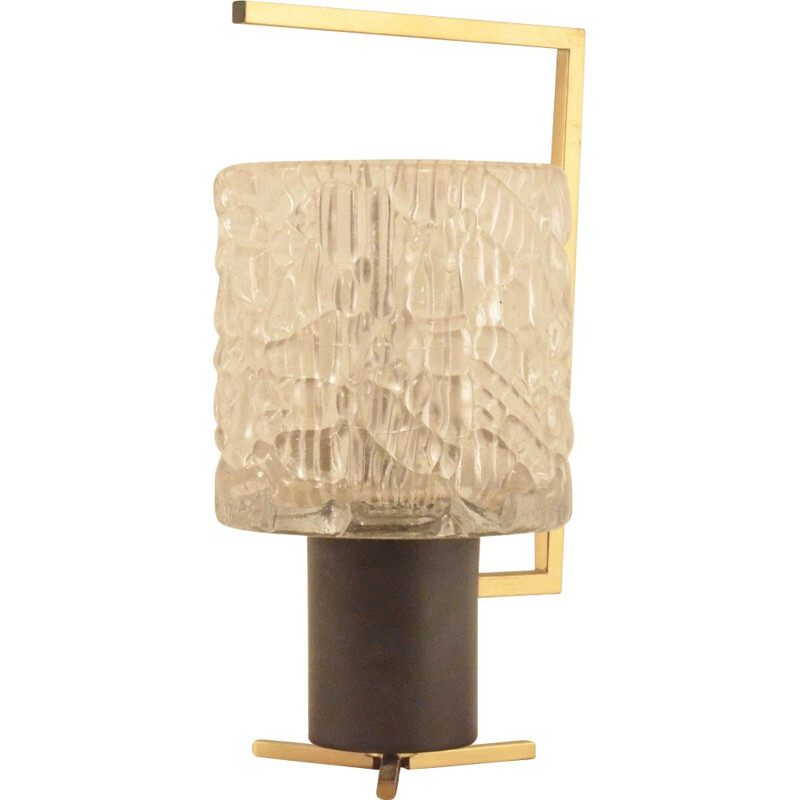 Mid-century small table lamp in metal brass and glass - 1950s