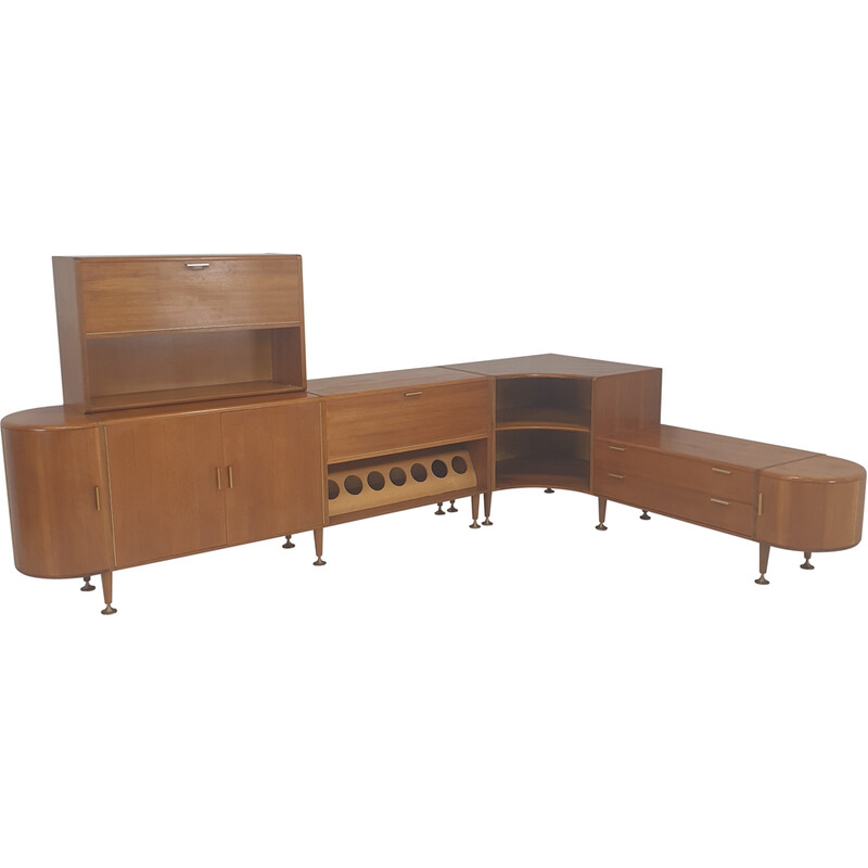 Vintage walnut sideboard with 3 modules by A.A. Patijn for Zijlstra, 1950s