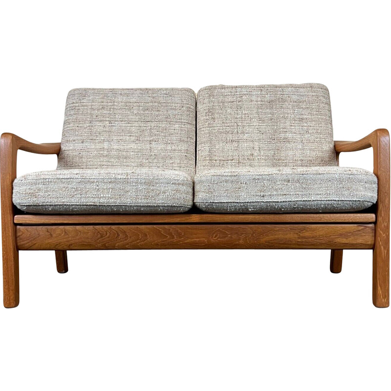 Vintage teak sofa 2 seater by J. Kristensen, Denmark 1960-1970s