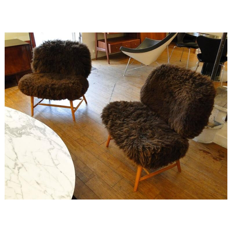 Pair of Ljungs Industrier AB "Te-Ve" lounge chairs, Alf SVENSSON - 1950s